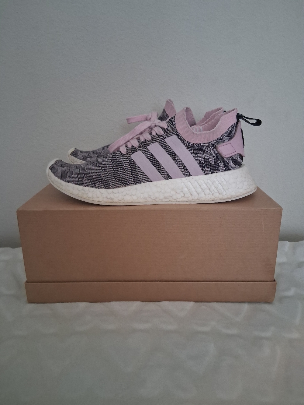 Adidas Pink & Gray Knit Sneakers